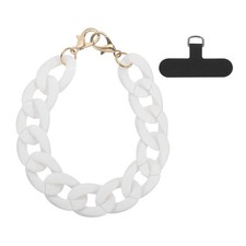 Phone Wrist Strap, 11" Acrylic Cellphone Chain with Tether Tab, White