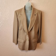 Vintage Pendleton Tan Beige 100 Virgin Wool Classic Blazer Jacket 16