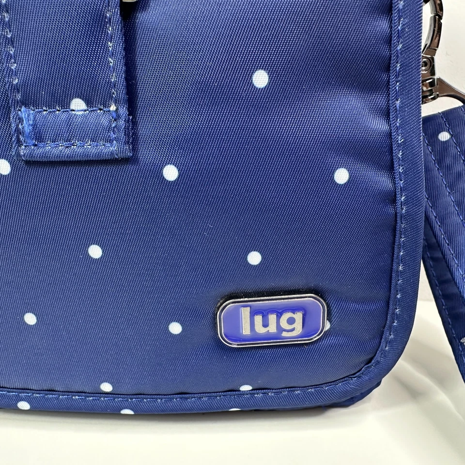 Nuevo bolso bandolera con lata de orejetas en azul marino/puntos blancos se convierte en bolso de cinturón Foto 4 de 4