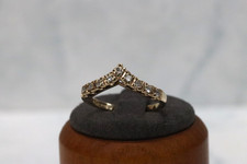 9ct Yellow Gold Diamond Wishbone Ring - Size O½ - UK Hallmark