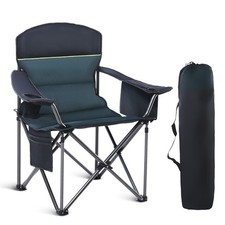 Oversized Heavy Duty Padded Camping Chair with Cup Holder, Green