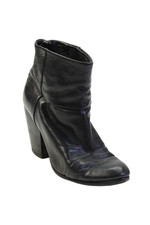 Rag  Bone Women's Round Toe Leather Block Heels Ankle Boots Black Size 39