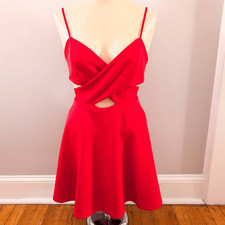 Forever 21 Crisscross Cutout A-Line Red Dress