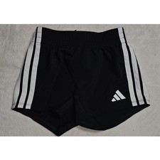 Adidas Kids Black White 3-Stripe Athletic Shorts Size S 7/8 Gym Sports Active