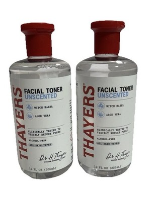 2  Pack Thayers Witch Hazel Toner Unscented Aloe Vera 12oz Face Cleanser - New