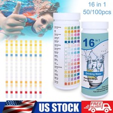 16 in 1 Water Test Strips 100PCS for Drinking Water Pool Spa Hot Tub Aquarium