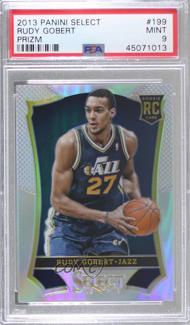 2013-14 Panini Select Silver Prizm Rudy Gobert #199 PSA 9 MINT 3d3
