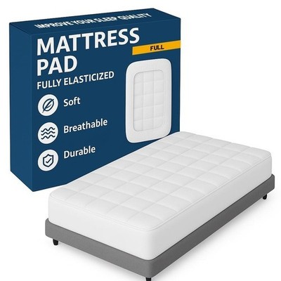 Quilted Mattress Pad Full Deep Pocket Soft Fluffy Temperature Control Protector