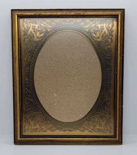Vintage CARR Holz Bilderrahmen, abnehmbar gestempelt Messing oval Passepartout, 7x8,5 Bild