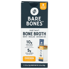 Bare Bones Instant Chicken Bone Broth Sticks 10g Protein4.23 Oz 8 Count Total