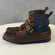 Polo Ralph Lauren Boots Mens 13D Brown Leather Saddle Worth III Quilt Moc Toe
