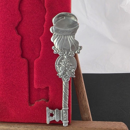 Longaberger Weihnachtsmann Schlüssel 2001 #77721 goldfarben Zinn Weihnachtsschmuck mit Box - Bild 3 von 11