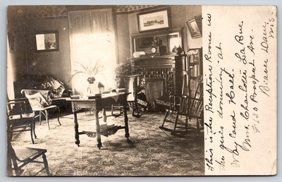 #ad #ad Reception Room Girls Dormitory College Beaver Dam Wisconsin WI 1910 RPPC $19.95