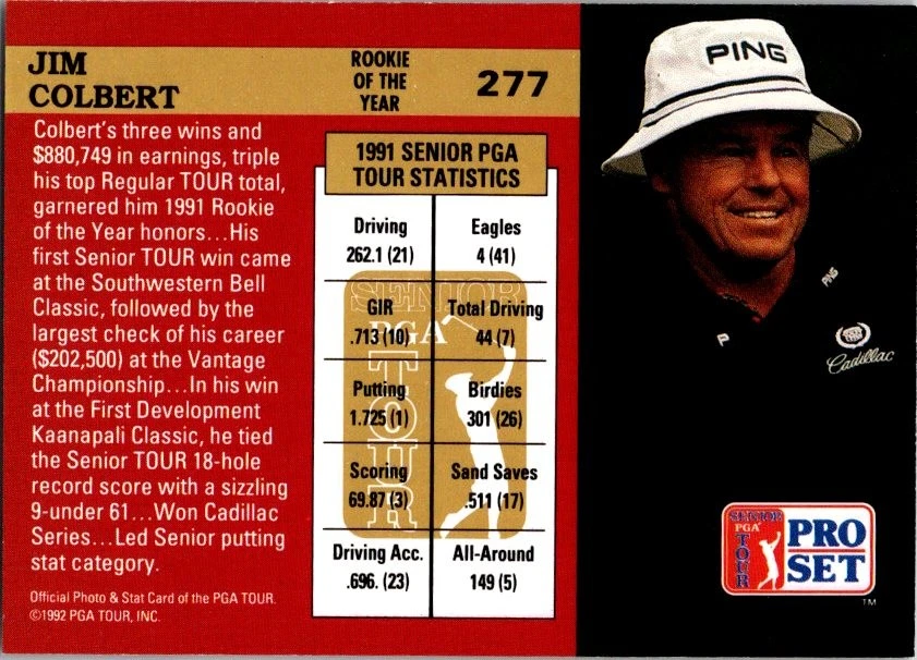 1992 Pro Set PGA Tour #277 Jim Colbert - Image 2 of 2
