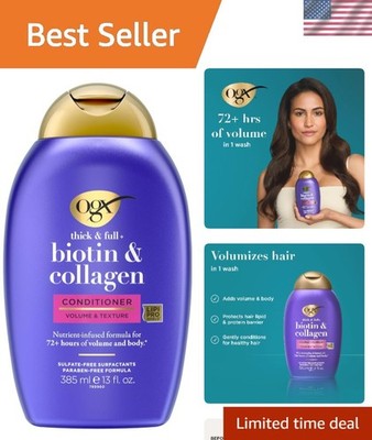Biotin & Collagen Conditioner for Thin Hair - Volume and Texture Boost, 13 Fl Oz