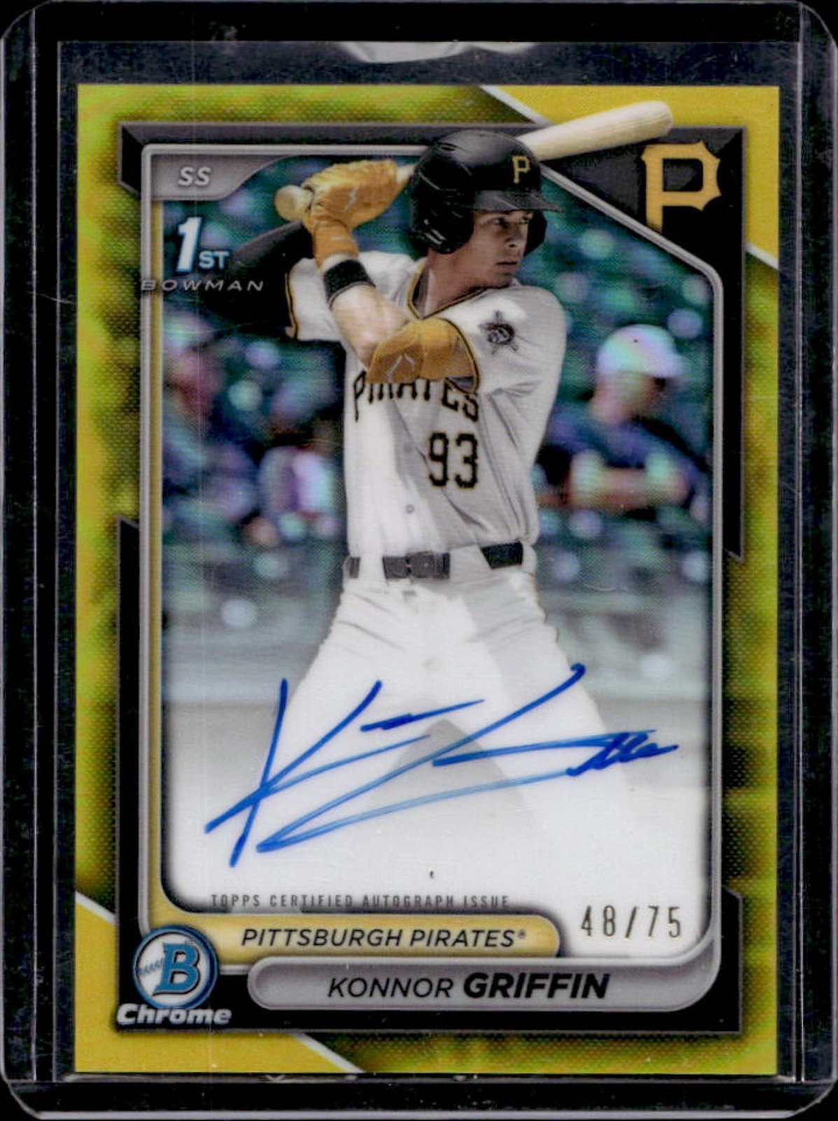 2024 Bowman Draft Konnor Griffin Chrome Auto Yellow Refractor 1st #/75 Pirates