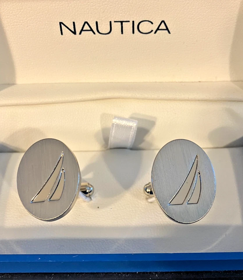 Gemelos Nautica Velero Velero - Tono Plata Cepillado - Nuevos Foto 2 de 3