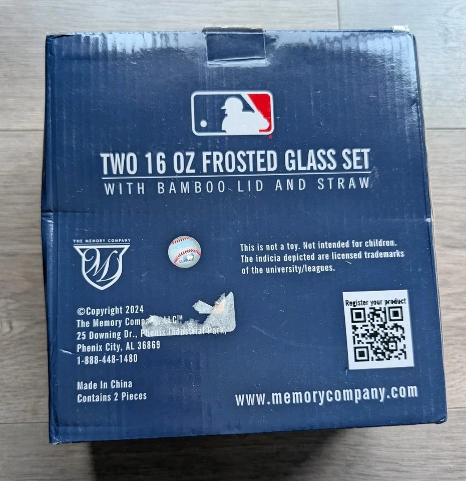 Atlanta Braves 两件 16 盎司磨砂玻璃套装竹盖吸管记忆公司 — 第 2/3 张图片