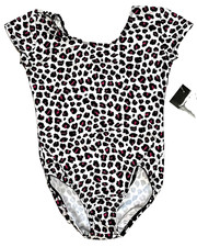 Motionwear Leotard Animal Print Bodysuit Gymnastics Short Cap Slv New Girl M 7 8
