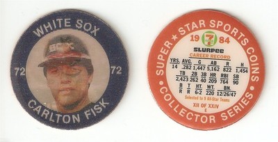 1984 7-11 Slurpee Central Baseball Coin/Disc #12 Carlton Fisk White Sox HOF