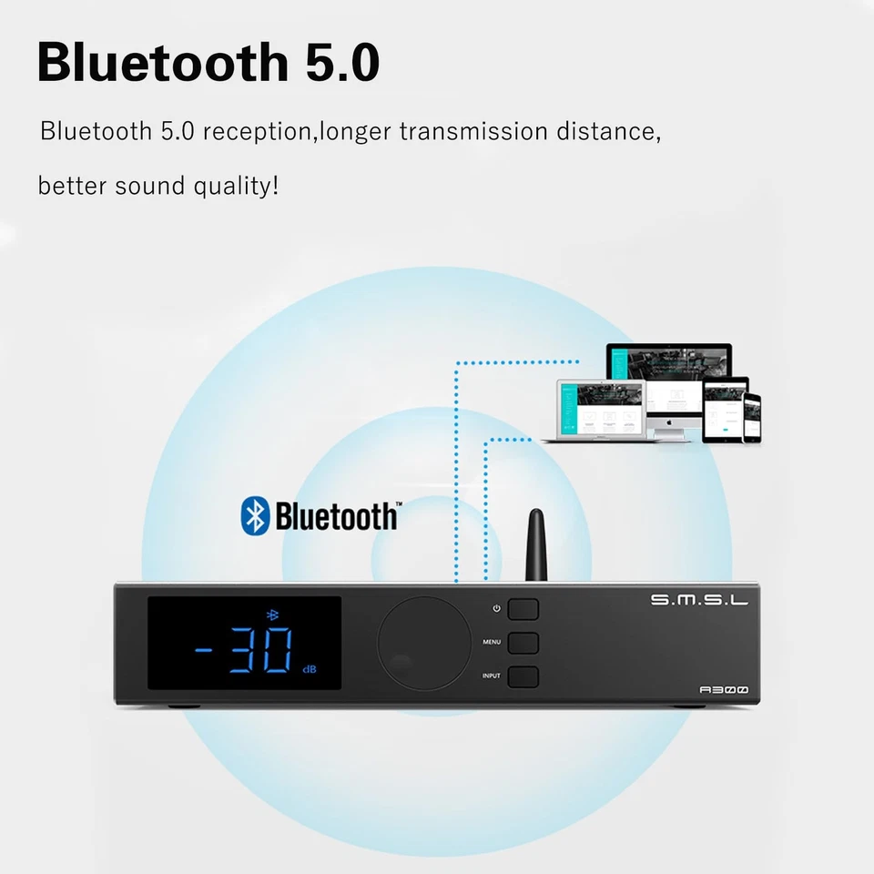 SMSL A300 HiFi Power Amplifier BTL Mode Bluetooth 5.0 2.1 Subwoofer 165W x 2 ... - Image 4 of 4