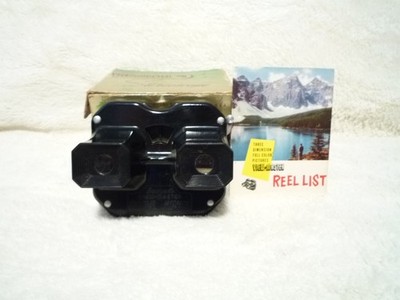 SAWYER'S VIEW-MASTER BAKELITE VIEWER w/BOX & REEL LIST ~ MODEL C ~ BLACK