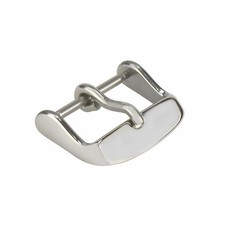 16MM WATCH BUCKLE CLASP PIN STYLE LEATHER RUBBER WATCH BAND STRAP SILVER HEAVY