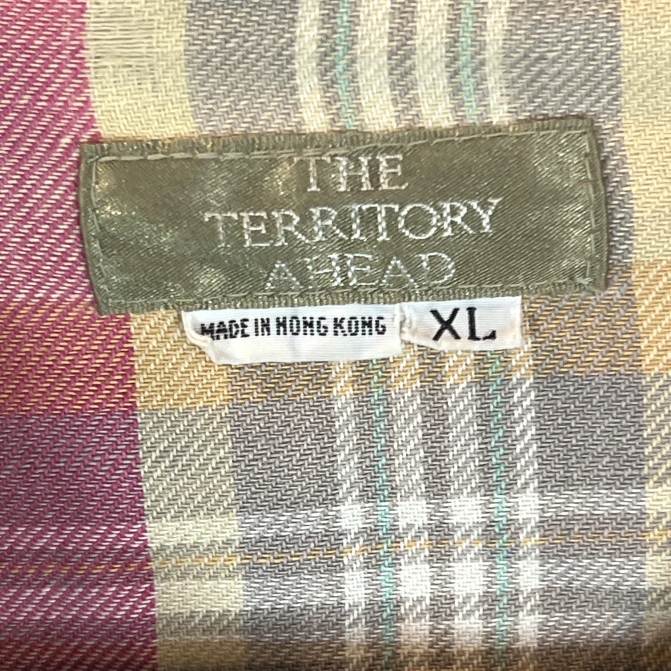 Vintage The Territory Ahead Jacket Mens XL Tan Canvas Leather Collar Bomber 90s - Image 2 of 4