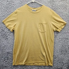 JUNGMAVEN T Shirt XL Men Pocket Tee Hemp Cotton Yellow Made in USA *Hole
