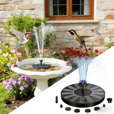 Solar Power Bird Bath Fountain Pump Upgrade 1.5W Solar Fountain with 6 Nozzles,a