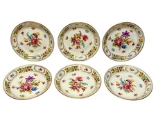 Set 6 Schumann Empress Dresden Flower 8" Soup Bowls Bavaria Gold Rim