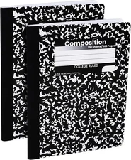 Bulk Composition Notebooks, College Ruled Paper Writing 7.5" x 9.75", Black 
