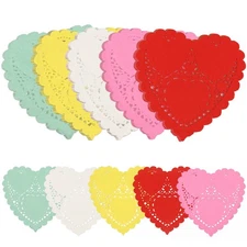 400 PCS 4 Inch Valentine Heart Paper Lace Doilies for Craft Wedding Party