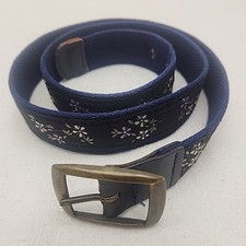 Belt Women s Boho Floral Embroidered Blue 40" Metal Buckle Century Canada VTG