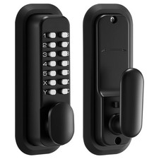 Uimoso Mechanical Keyless Door Lock with Keypad, 4-7 Digit Code, Black Finish