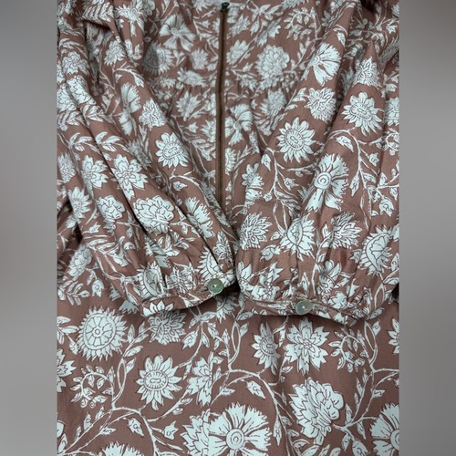 Faherty Freya Scoop Neck Balloon 100% Cotton Clay Jai Floral Midi Dress Size XS - Picture 14 of 16