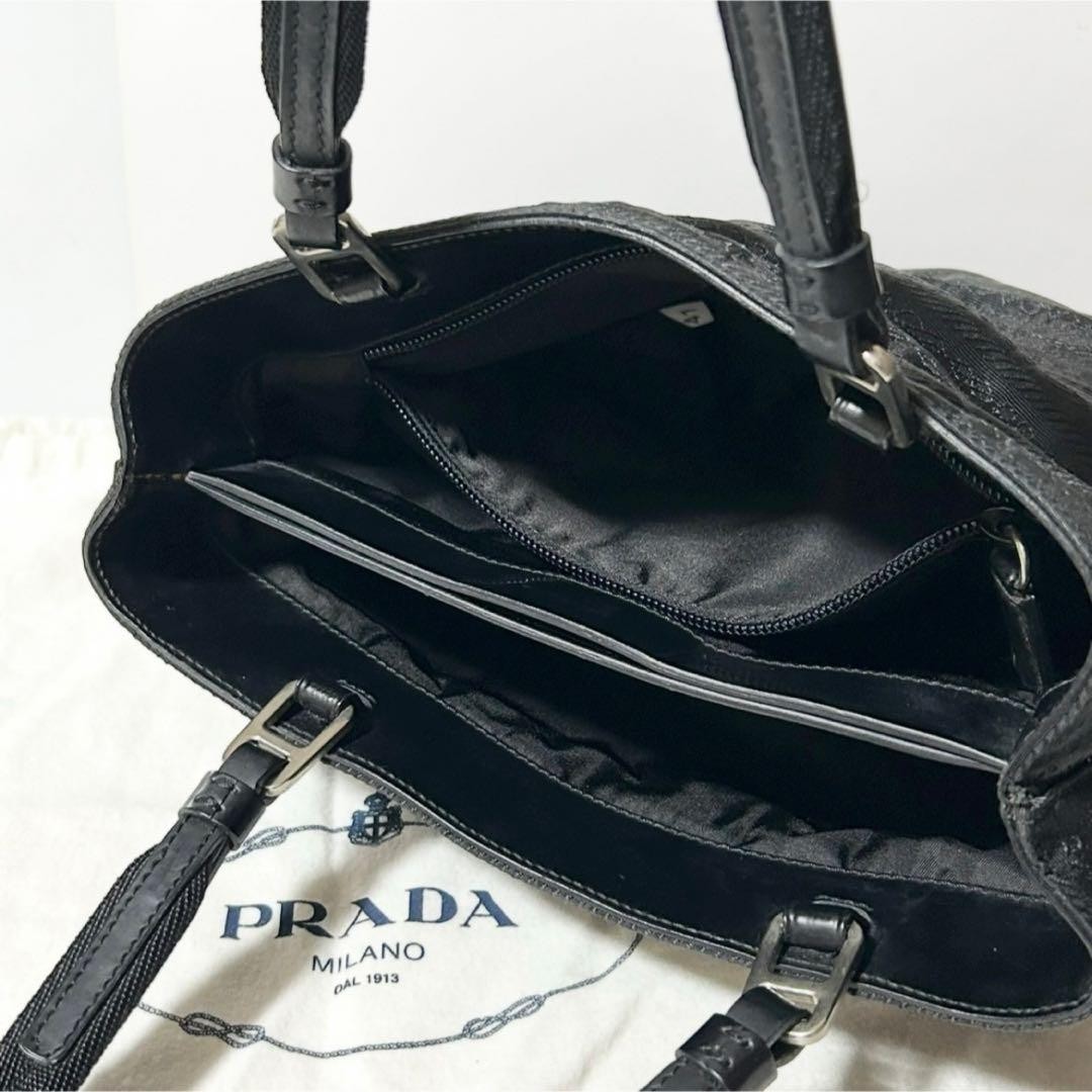 PRADA Leather Tote Bag Black Authentic Women's Handbag Excellent Condition thumbnail 16