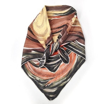 Vintage 70s Silk Head Scarf Handsewn Interfacing Folded Square