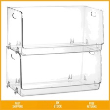 Clear Stackable Open Front Plastic Pantry Storage Bins Organizer 2 Pack