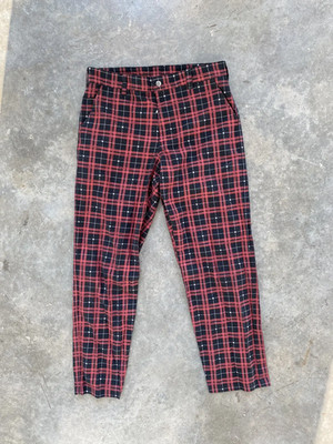 Wasted Paris Plaid Red + Black Casual Punk Trousers XL