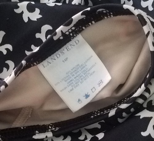 Lands End 14P Black White Floral Halter One Piece UW Swimsuit EUC - Picture 3 of 3