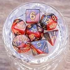 Sage's Stones - Copper/Mica Gold Ink Acrylic Polyhedral Dice Set
