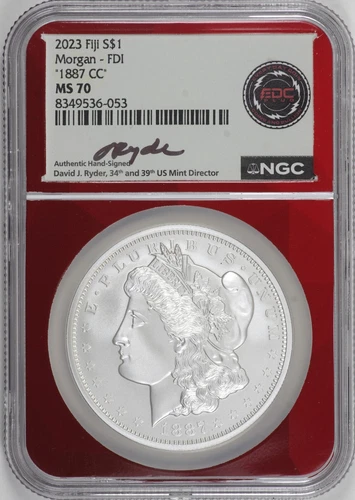 "1887-CC" Morgan Dollar 2023 Fiji 1 oz Silver NGC MS70, Ryder Label [BN053]