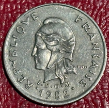 HIGH GRADE DETAILS 1982 FRENCH POLYNESIA 10 FRANCS COIN-MAY271