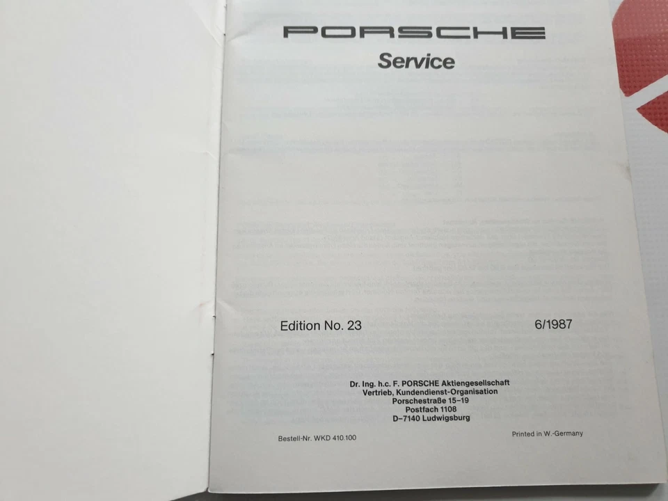 Porsche 911 930 turbo G Model Service Händler Verzeichnis Dealer Directory 06/87 - Bild 2 von 4