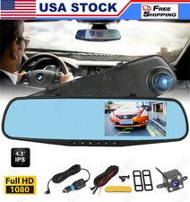 1080P HD Rearview Mirror Car DVR Dual Dash Cam Camera Front Rear Video Recorder