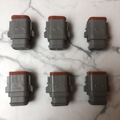 6x Deutch DT06-08SA-E008 DT Series 8 Socket Plug A Key Shrink Boot Adapter New