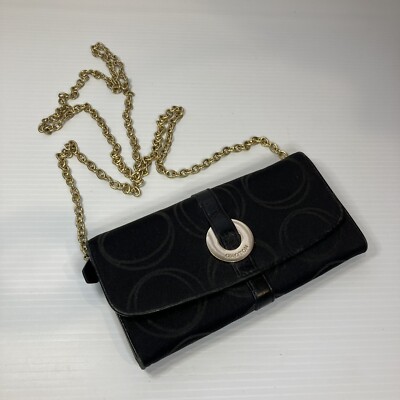 Oroton Black Crossbody Evening Purse With Gold Chain Australia