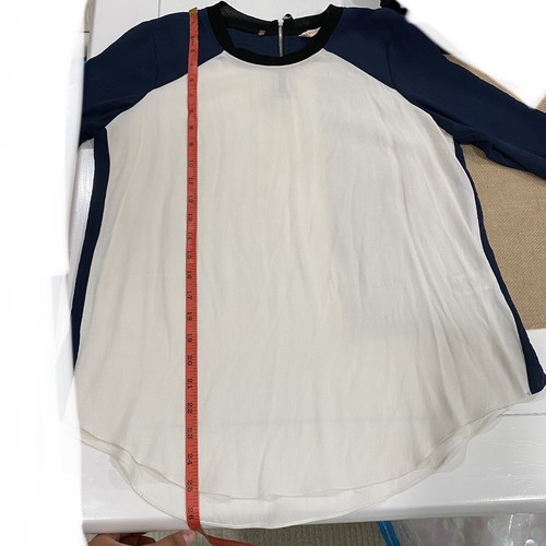 Rebecca Taylor Women's Baseball Raglan Sleeve Blouse Sz 6 Exposed Zipper - Picture 7 of 12