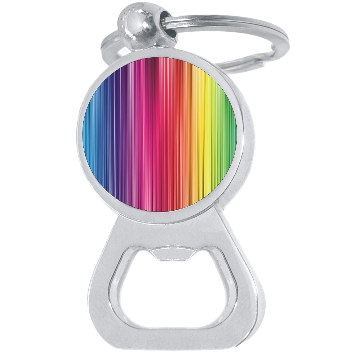 Rainbow Striped Metal Bottle Opener Keychain for Beer and Bar Access